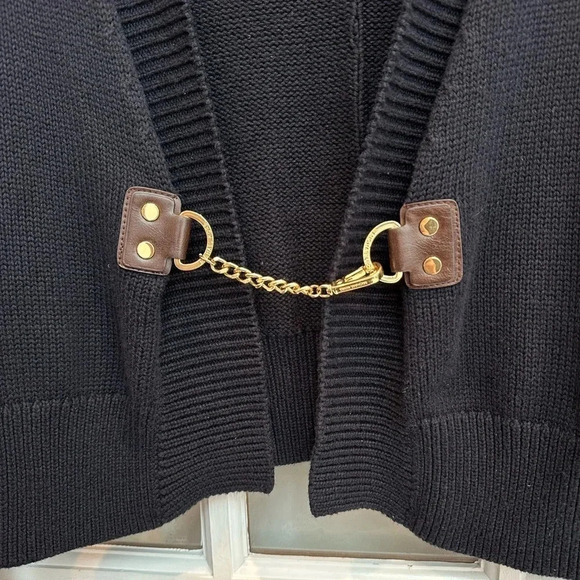 MICHAEL Michael Kors Dark Navy Cardigan Sweater Gold Clasp Closure Size XL - Picture 4 of 10